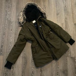Faux Fur Trim Hooded Water Resistant Anorak Parka